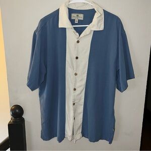 Island Shores Men’s Washable Silk Striped Hawaiian Resort Shirt - Size XL